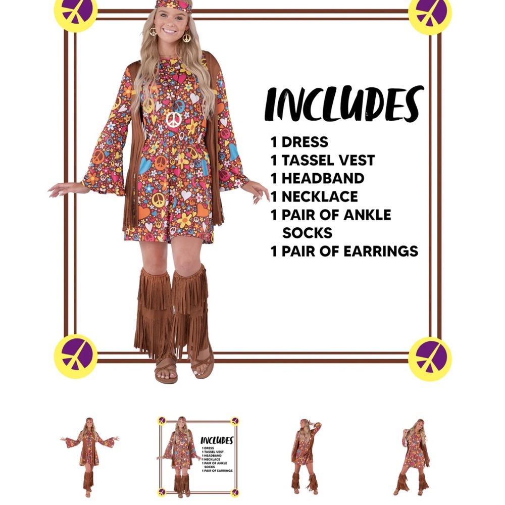 Colorful Floral Dress with Tassel Vest and Accessories